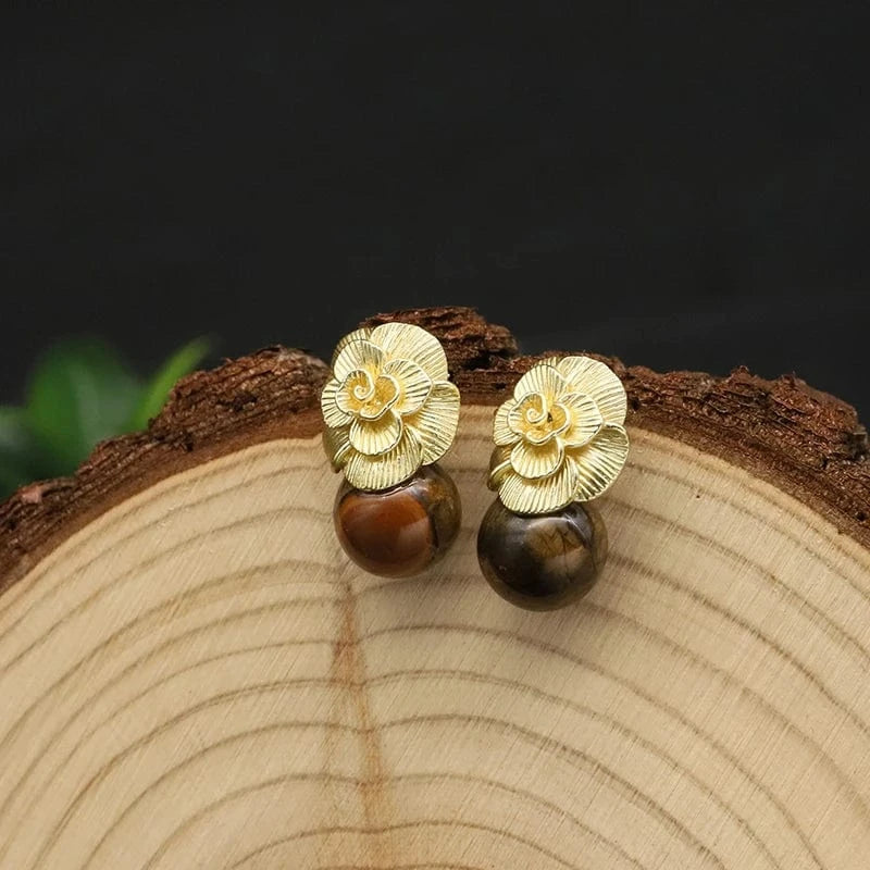 GE0336G 2024 New 925 Sterling Silver Stud Earrings Natural Pink Round Crystal Drop Earrings For Women