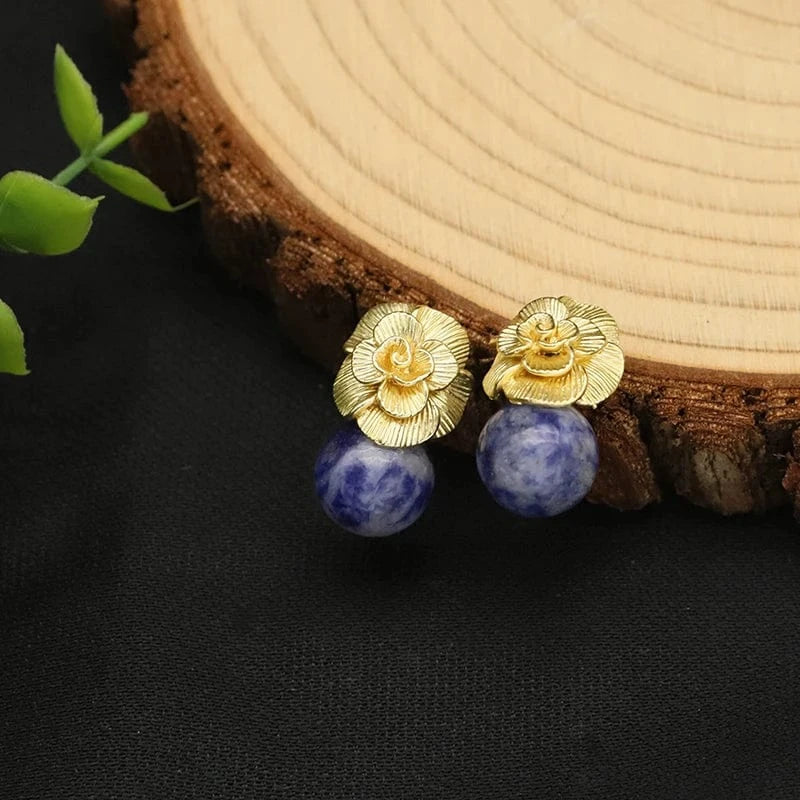 GE0336H 2024 New 925 Sterling Silver Stud Earrings Natural Pink Round Crystal Drop Earrings For Women