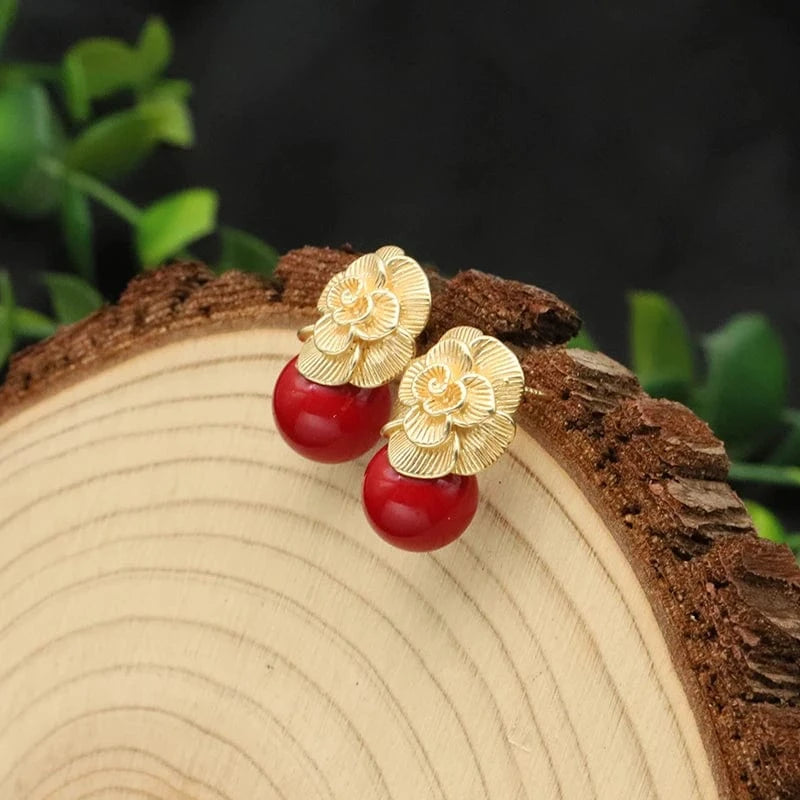 GE0336P 2024 New 925 Sterling Silver Stud Earrings Natural Pink Round Crystal Drop Earrings For Women