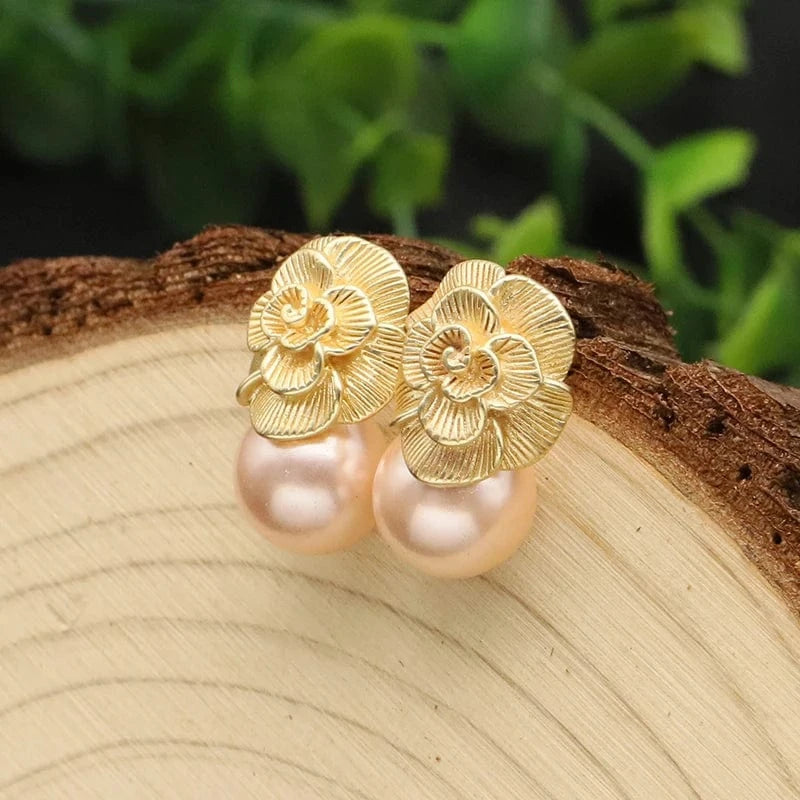 GE0336V 2024 New 925 Sterling Silver Stud Earrings Natural Pink Round Crystal Drop Earrings For Women