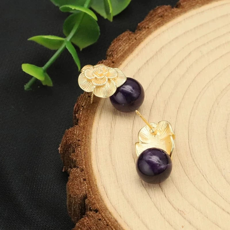 GE0336X 2024 New 925 Sterling Silver Stud Earrings Natural Pink Round Crystal Drop Earrings For Women