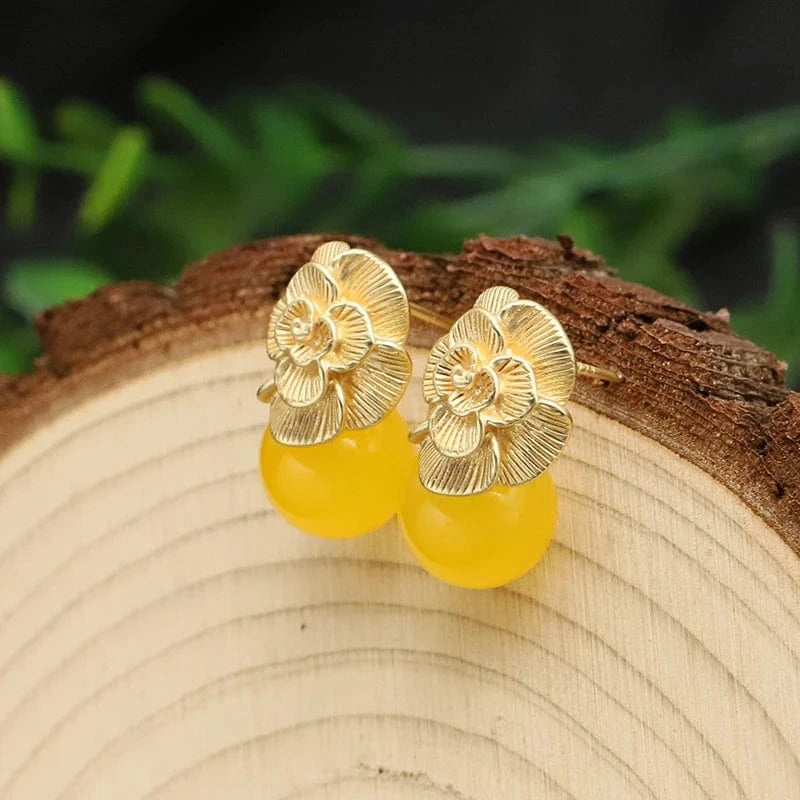 GE0336Y 2024 New 925 Sterling Silver Stud Earrings Natural Pink Round Crystal Drop Earrings For Women