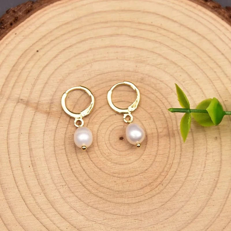 GE1046G Natural freshwater pearl drop earrings 925 sterling silver ear pin emerald earrings for women vintage classy luxury fine jewelry