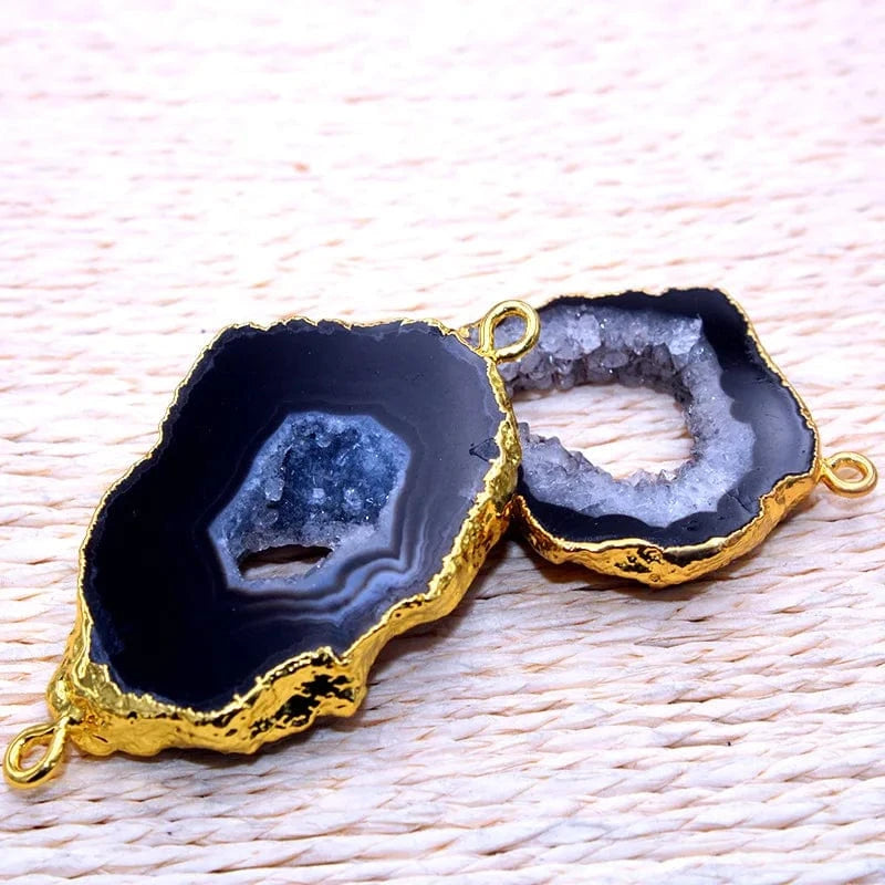 Gemstone Slice Plating Pink Geode Druzy Slice Pendants Gold Free from Shape Raw Big Pendant Green Charm For Jewelry Making