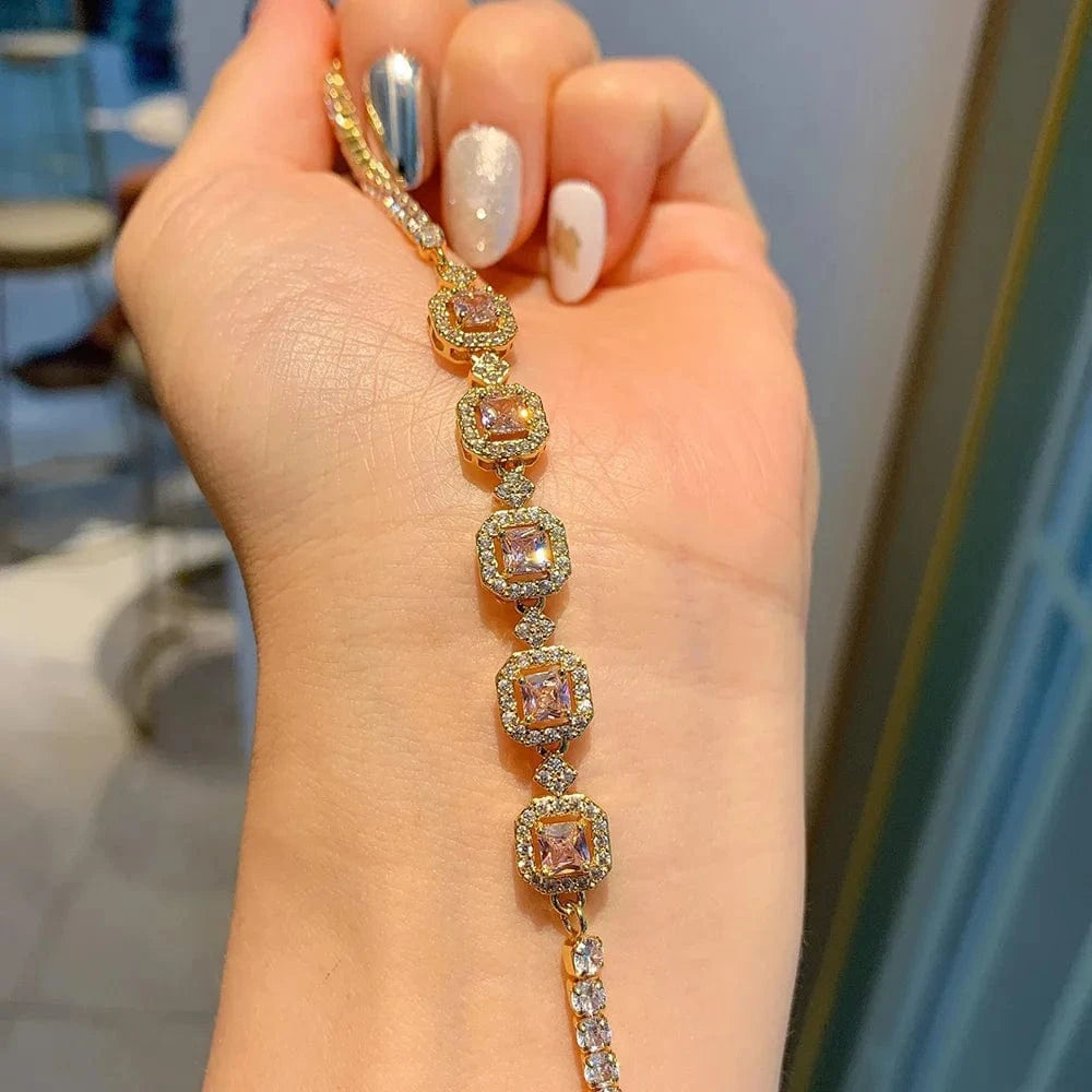 Gemstone Tennis Bracelets for Women Luxury Iced Out AAA+ Cubic Zirconia Chain On Hand Wedding Fashion Jewelry