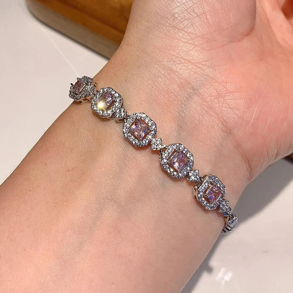Gemstone Tennis Bracelets for Women Luxury Iced Out AAA+ Cubic Zirconia Chain On Hand Wedding Fashion Jewelry