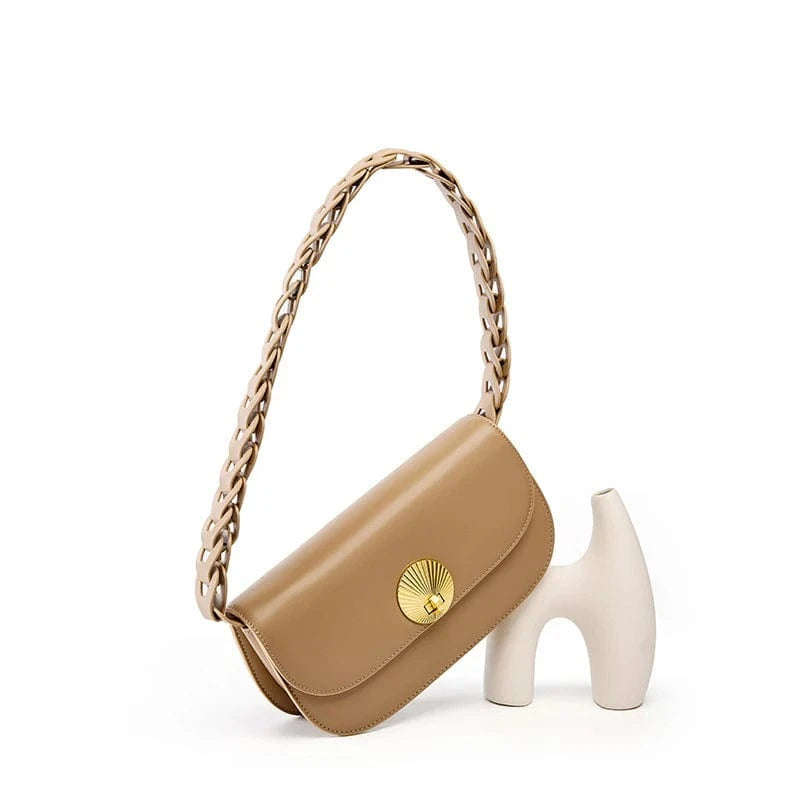 Genuine Leather Fashion Designer Simple Small Handbag Women'S Ladies Shoulder Bags Luxury Trending Crossbody Flap Bags