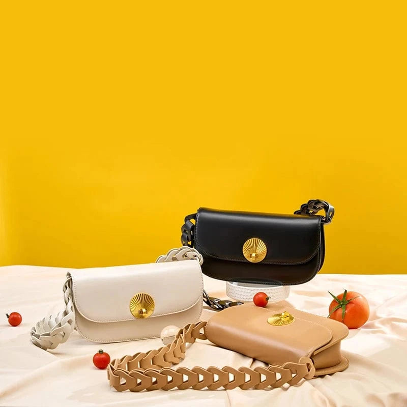 Genuine Leather Fashion Designer Simple Small Handbag Women'S Ladies Shoulder Bags Luxury Trending Crossbody Flap Bags