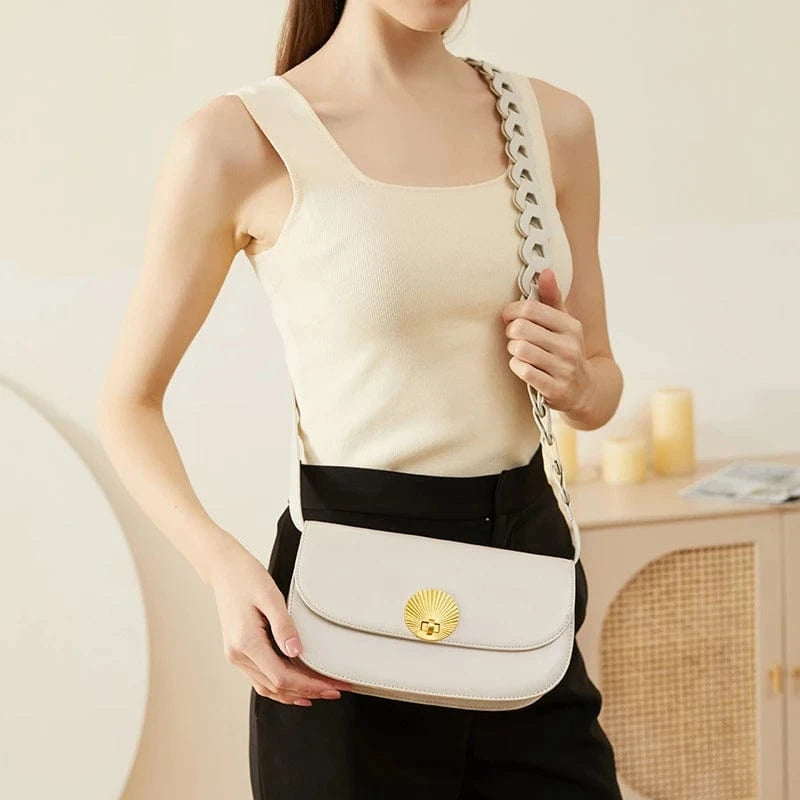 Genuine Leather Fashion Designer Simple Small Handbag Women'S Ladies Shoulder Bags Luxury Trending Crossbody Flap Bags