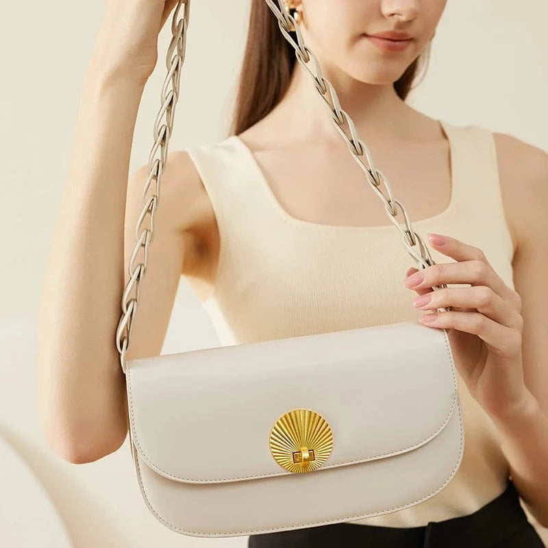Genuine Leather Fashion Designer Simple Small Handbag Women'S Ladies Shoulder Bags Luxury Trending Crossbody Flap Bags