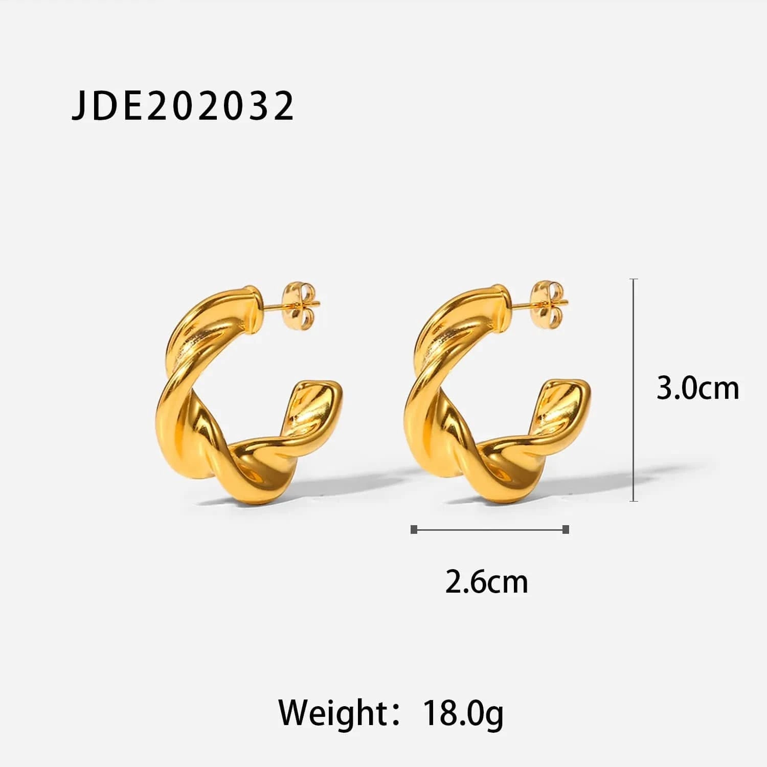Geometric / E2248 E2248 INS Fashion 18K Gold Plated Twist CC Hoop Earring Wedding Geometric Stainless Steel C Shape Twisted Hoop Earrings