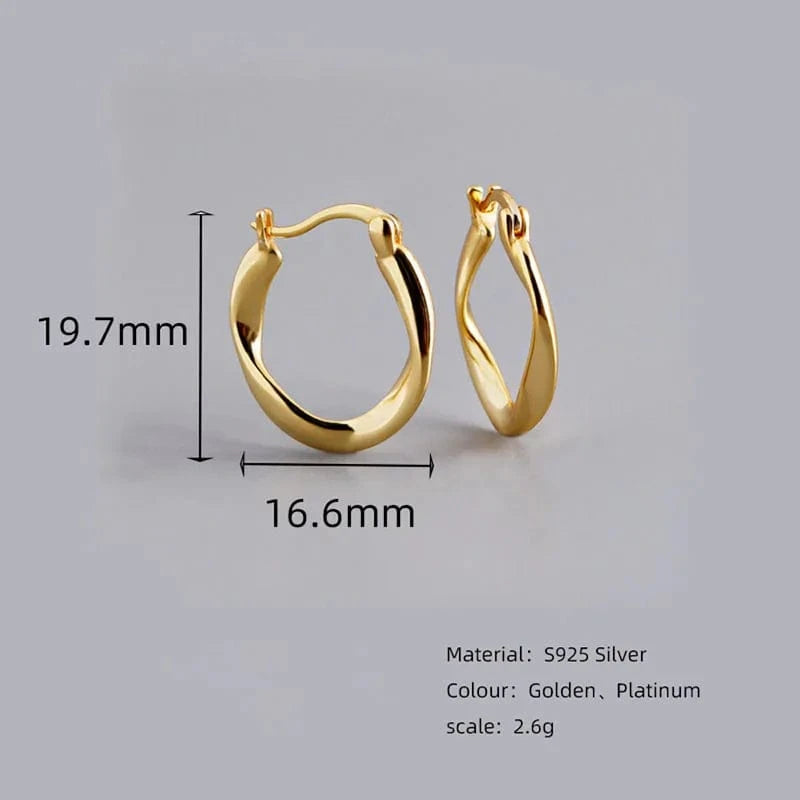 Geometric High Quality Twist Round Hoop Earrings For Women Wholesale 925 Sterling Silver Jewelry Gifts