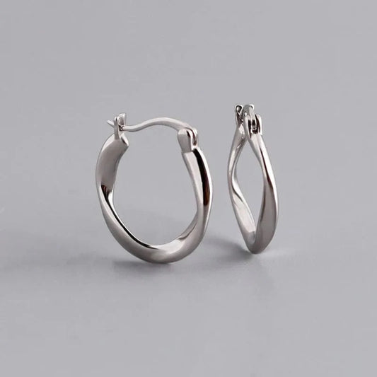 Geometric High Quality Twist Round Hoop Earrings For Women Wholesale 925 Sterling Silver Jewelry Gifts