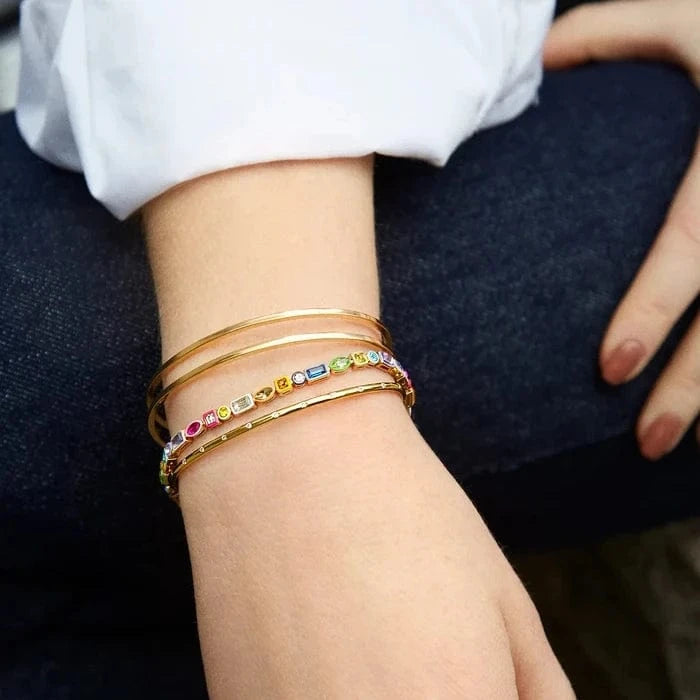 Geometric Multi Shape Colorful Enamel Crystal Diamond Bracelet 5A CZ Round Square Horse Eye Rectangle Rainbow Women Jewelry