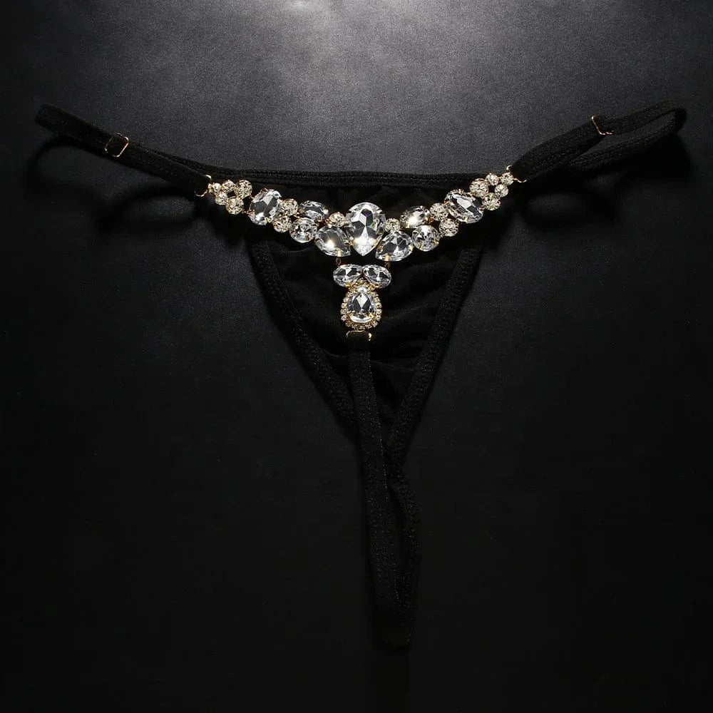 Geometric Rhinestone Underwear Body Jewelry Sexy Adjustable Crystal Water Drop Thong g-String Women