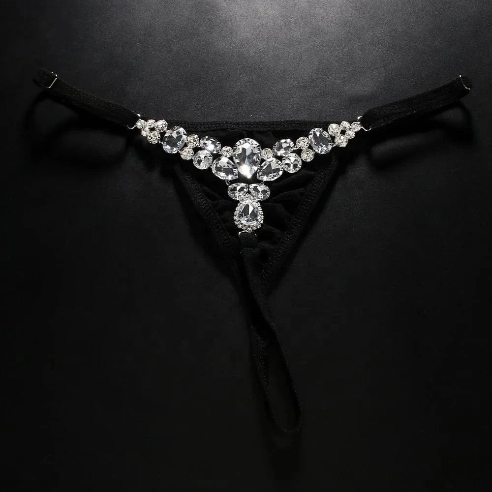 Geometric Rhinestone Underwear Body Jewelry Sexy Adjustable Crystal Water Drop Thong g-String Women