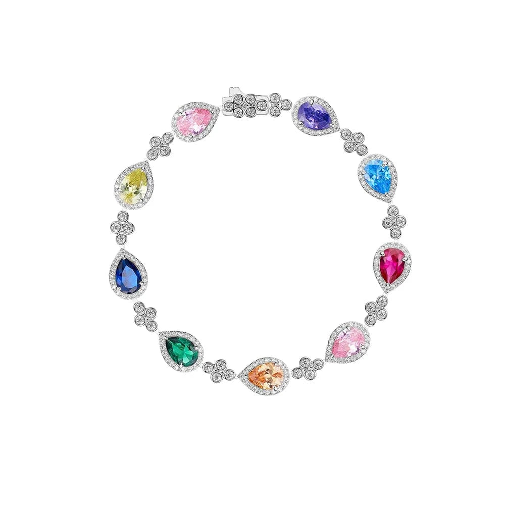 Geometry / platinum bracelet 2023 Classic Jewelry Set Delicate Dubai Women's Colorful Necklace Earrings Ring Bracelet Banquet Jewelry