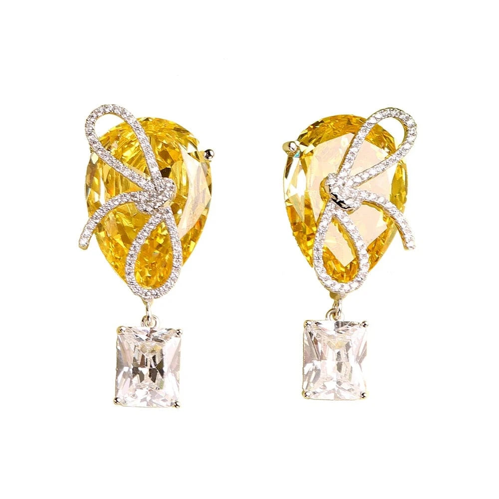 Geometry / Platinum Handmade Diy Jewelry Accessory Gem Hot Air Balloon Design Earrings Temperament Birthday Jewelry For Women