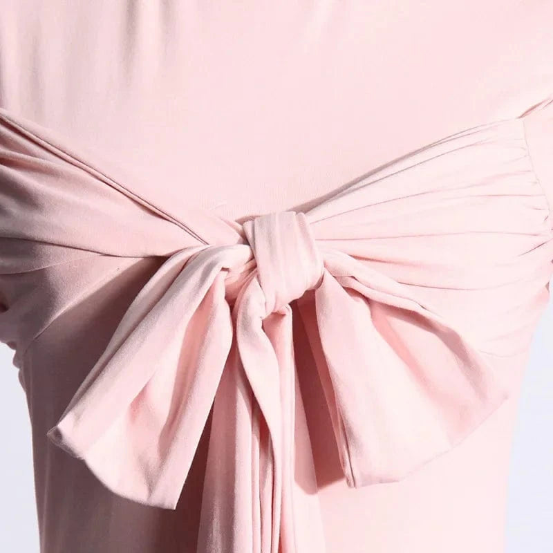 GetSpring Women Skirt Sets 2024 Spring Long Sleeve Sexy Bandage T Shirt Elastic High Waisted Wrap Hip Mini Skirt Two Pieces Sets