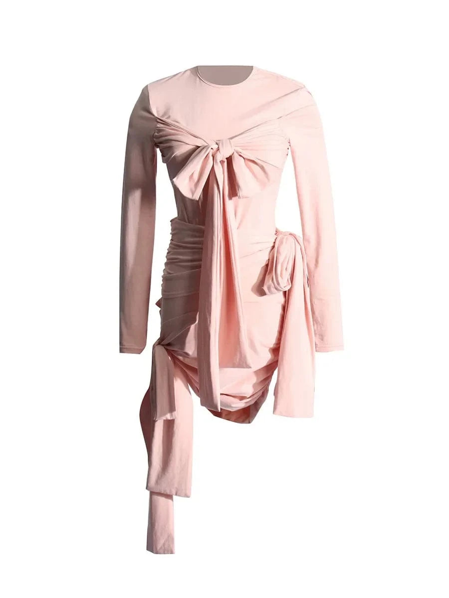 GetSpring Women Skirt Sets 2024 Spring Long Sleeve Sexy Bandage T Shirt Elastic High Waisted Wrap Hip Mini Skirt Two Pieces Sets