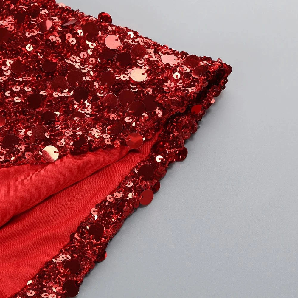 Glamorous Women's Silver Sequin High Neck Long Sleeve Mini Dress Sparkling Party Wear Fashionable Eye-catching Choice