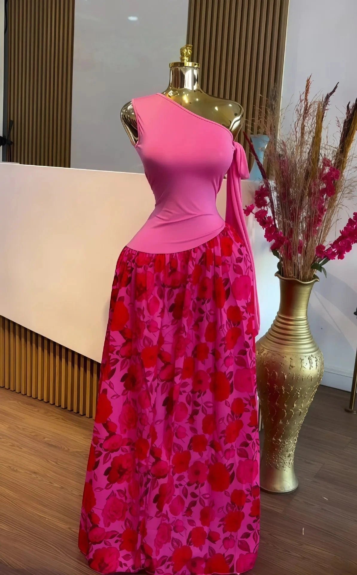 GLCMYAYA Women One Bowknot Shoulder Sleeveless Floral Printed Maxi Long Dress 2025 Vacation Sexy Party Club Vestidos Dresses