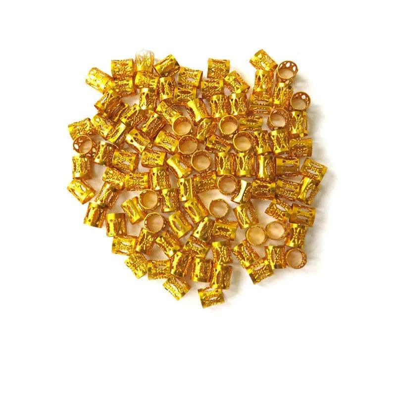 Gold 100pcs  Hair Beads For Dreadlocks Braid Cuff Clip Red Silver Golden Blue Green Crochet Braid Tools Braid Accessories Hair Beads