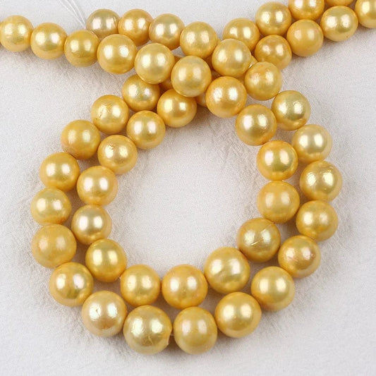 Gold 3A Grade 12-16mm Gold Edison Round Freshwater Pearl Strand For Jewelry Making