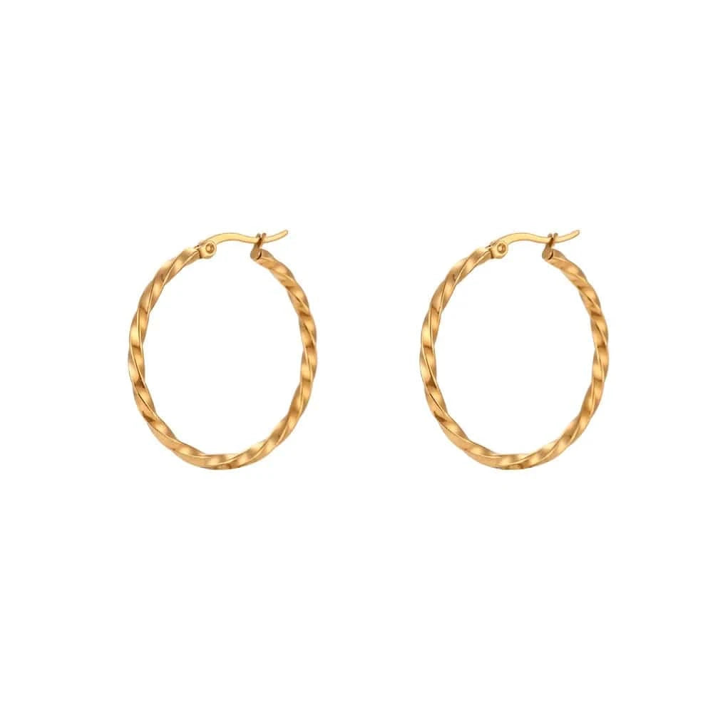 gold-40mm Fashion Large Earrings For Women Big Circle Earrings Gold Plated Stainless Steel Hoop Earring 40mm 35mm 20mm Jewelry
