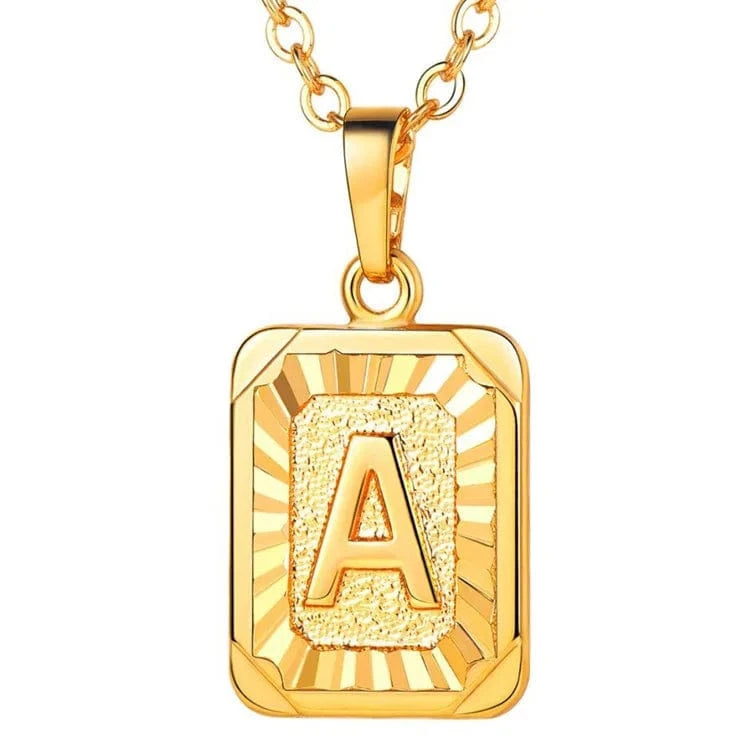 gold / a Wholesale English Letters Charm 18k Gold Plated Stainless Steel Chain Initial Letter Alphabet Pendant Necklace Women Jewelry