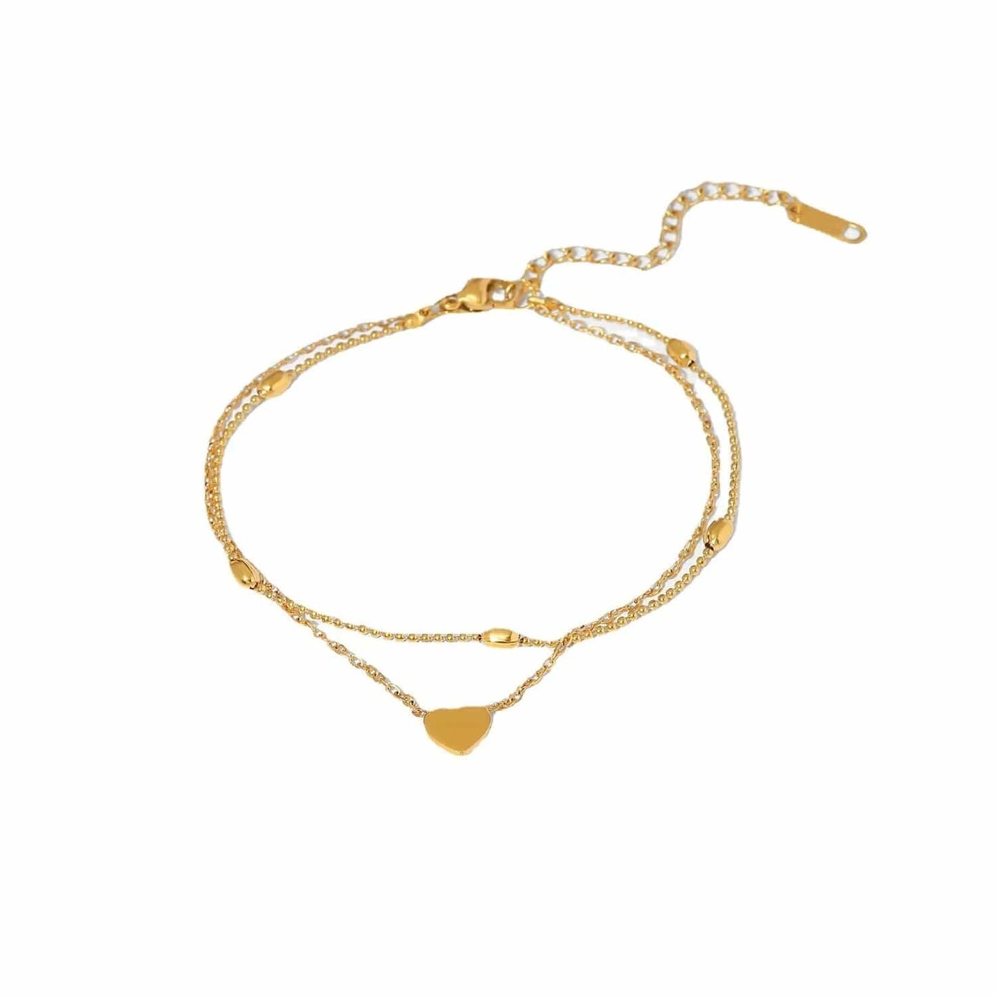 Gold Aimgal fashion jewelry stainless steel 18k gold plated love double layer anklet New trendy tarnish free