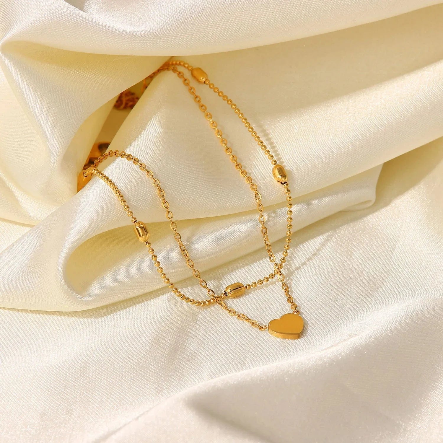 Gold Aimgal fashion jewelry stainless steel 18k gold plated love double layer anklet New trendy tarnish free