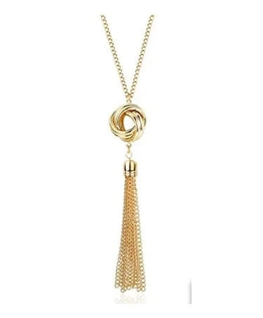 Gold Ball Long Pendant Necklaces For Women Knot Disk Circle Tassel Pendant Statement Sweater Necklace Set Gold Silver Chain Girl Jewelry
