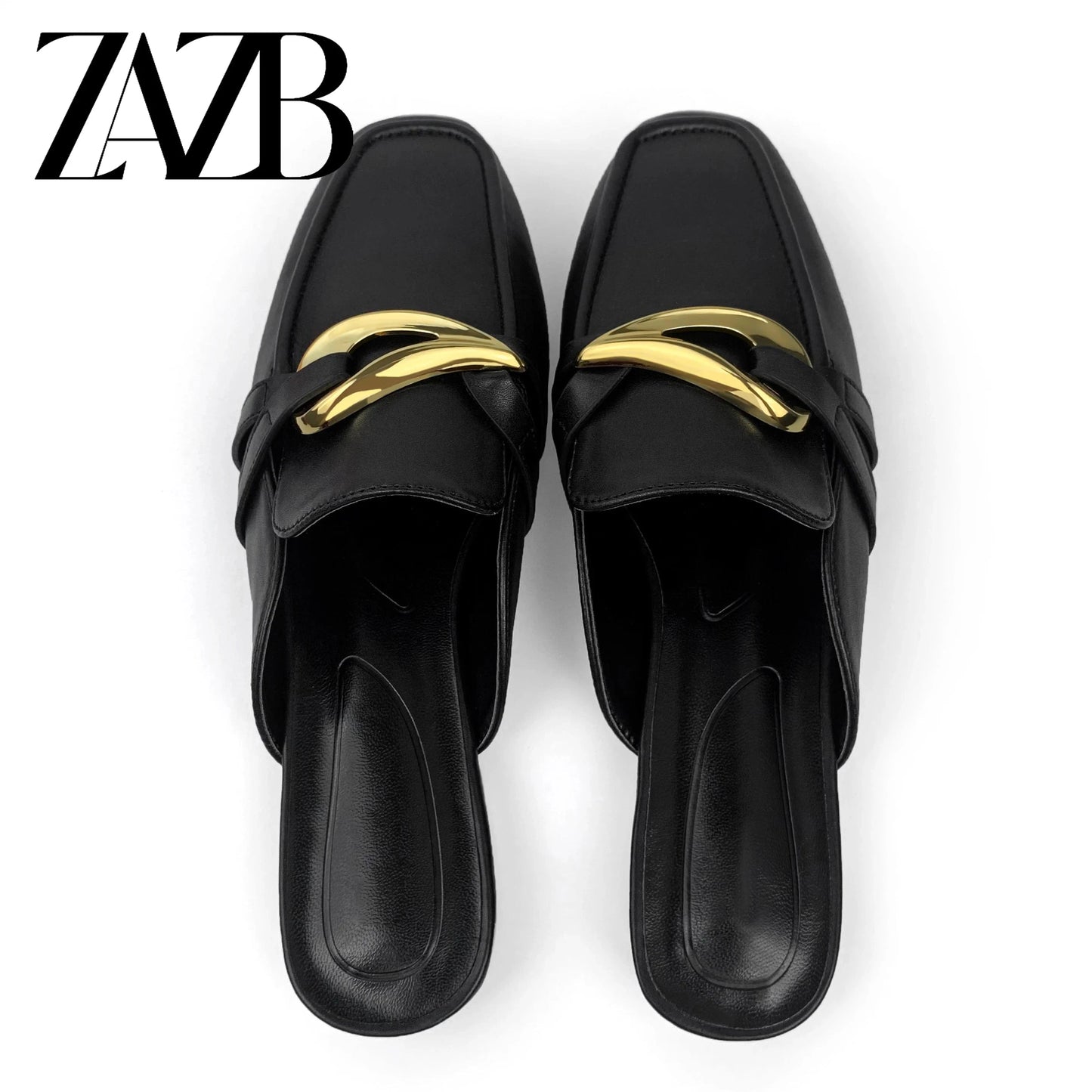 Gold buckle Flat shoes ladies Custom leather women sandals luxury slippers femmes chaussures pour femmes wedding for bride