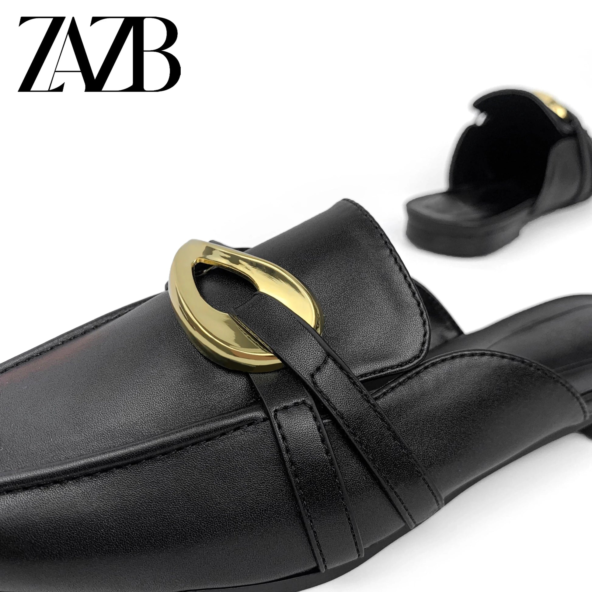 Gold buckle Flat shoes ladies Custom leather women sandals luxury slippers femmes chaussures pour femmes wedding for bride