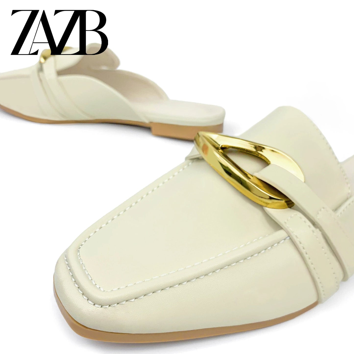 Gold buckle Flat shoes ladies Custom leather women sandals luxury slippers femmes chaussures pour femmes wedding for bride