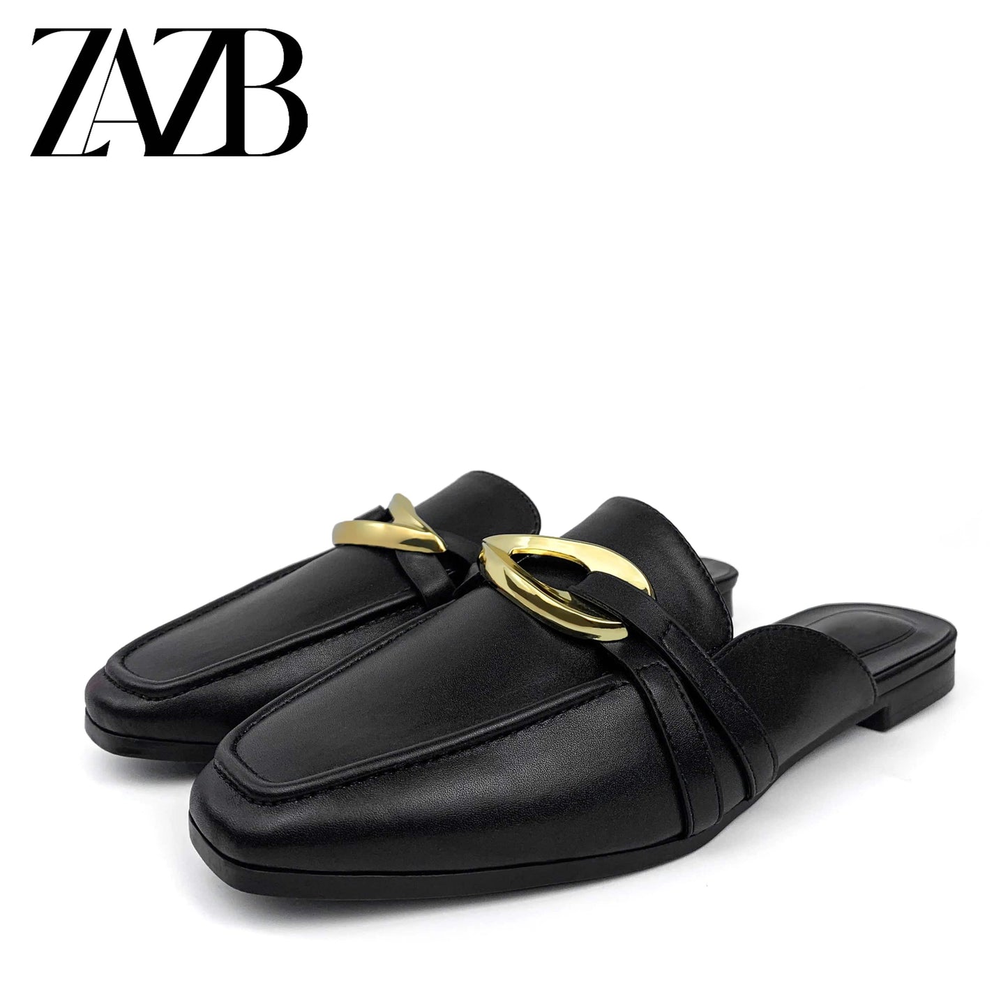 Gold buckle Flat shoes ladies Custom leather women sandals luxury slippers femmes chaussures pour femmes wedding for bride