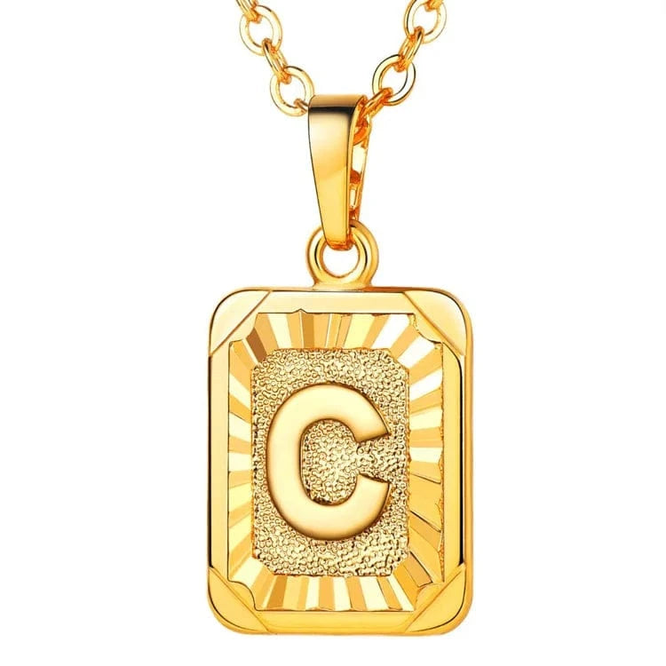 gold / c Wholesale English Letters Charm 18k Gold Plated Stainless Steel Chain Initial Letter Alphabet Pendant Necklace Women Jewelry