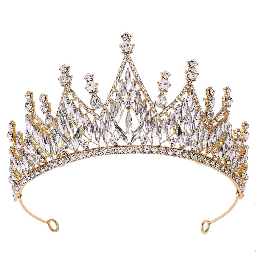 Gold +Clear Stone RS282 Exquisite Luxury Bridal Crown Crystal Diadem Tiaras Bride Alloy Jewelry Wedding Party Hair Accessories