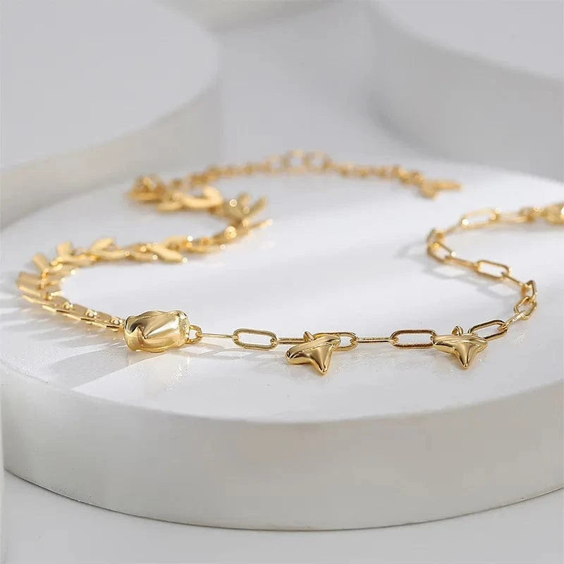 Gold-CYA0003 Fashion French high-end anklet jewelry brass gold-plated wheat ear-shaped stitching anklet  jewelry 2024