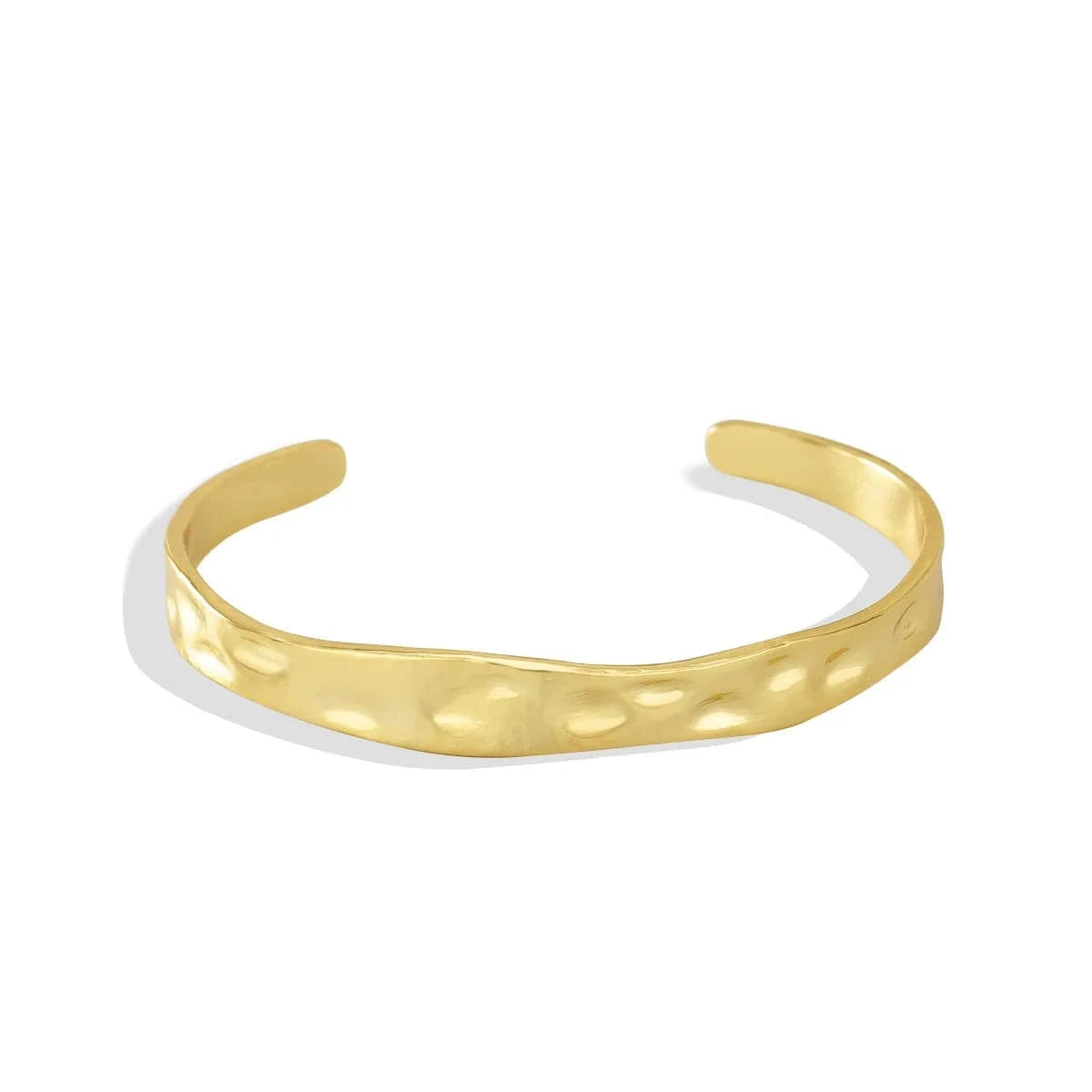 Gold-CYB0067 2024 Fashion Embossed Bracelet Women C Shape Hammered Pattern Brass 18K Gold Plated Bracelet Vintage Jewelry