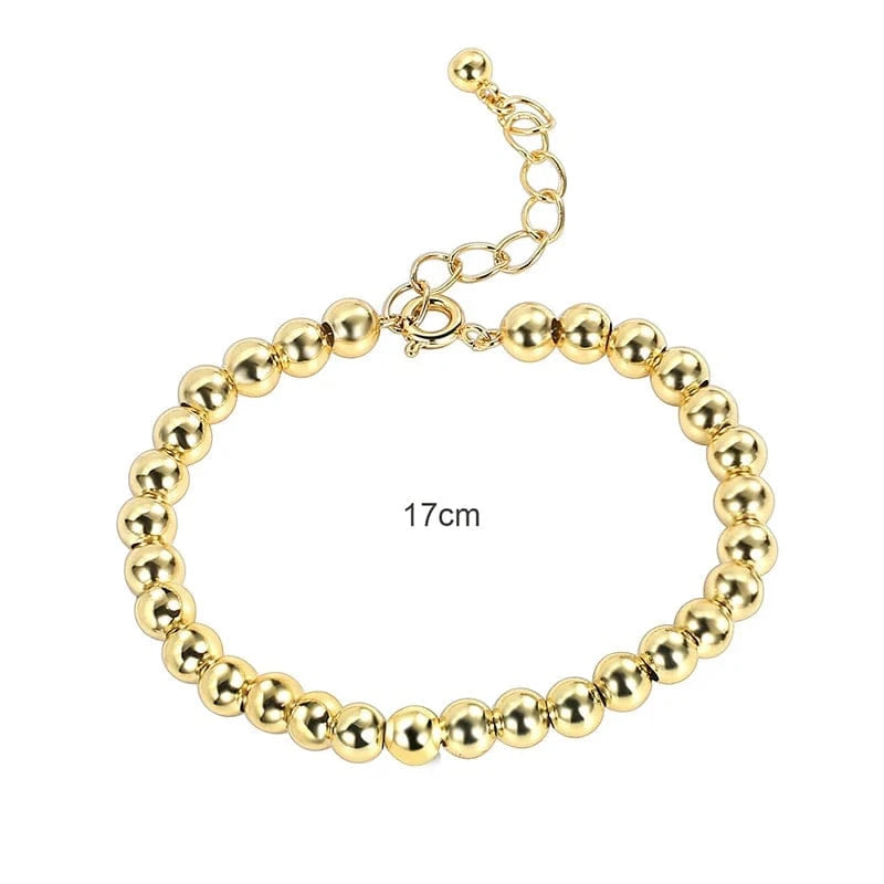Gold-CYB0117 2024 New Brass Gold Plated Bracelet Gold Steel Ball Bracelet Fashion Metal Geometric Women Jewelry