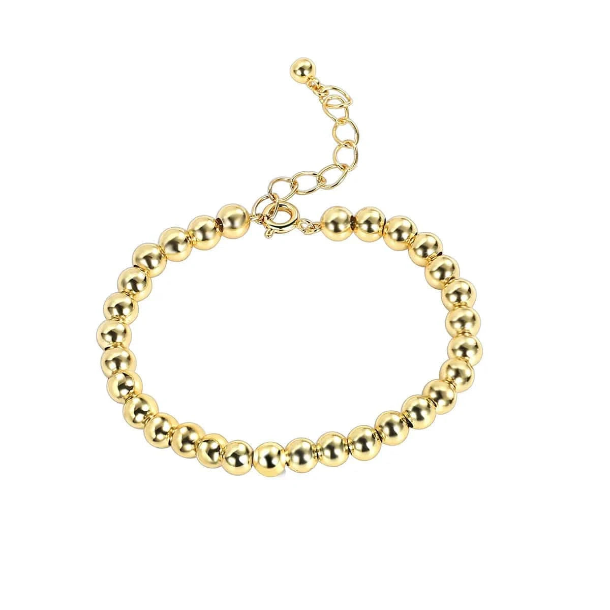Gold-CYB0117 2024 New Brass Gold Plated Bracelet Gold Steel Ball Bracelet Fashion Metal Geometric Women Jewelry