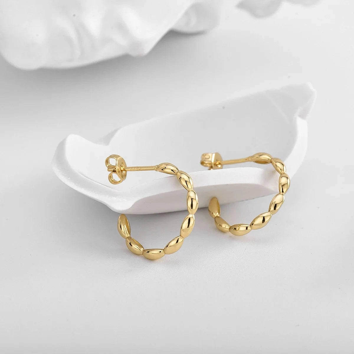 Gold-CYE0321 2024 Fashion New C Shape Hoop Earrings Jewelry 925 Silver Needle Copper Gold Plated Stud Earrings