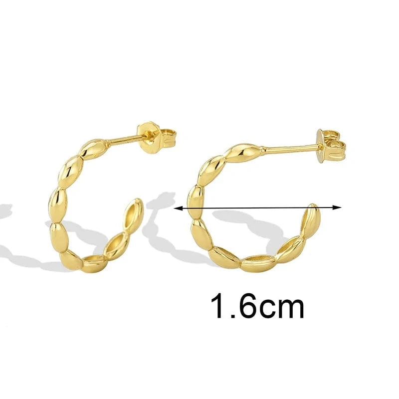 Gold-CYE0321 2024 Fashion New C Shape Hoop Earrings Jewelry 925 Silver Needle Copper Gold Plated Stud Earrings
