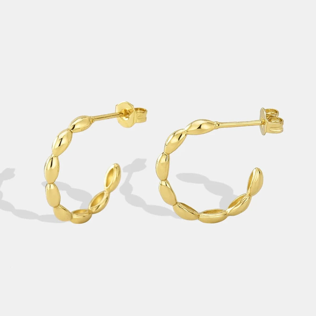 Gold-CYE0321 2024 Fashion New C Shape Hoop Earrings Jewelry 925 Silver Needle Copper Gold Plated Stud Earrings