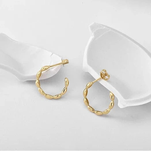 Gold-CYE0321 2024 Fashion New C Shape Hoop Earrings Jewelry 925 Silver Needle Copper Gold Plated Stud Earrings