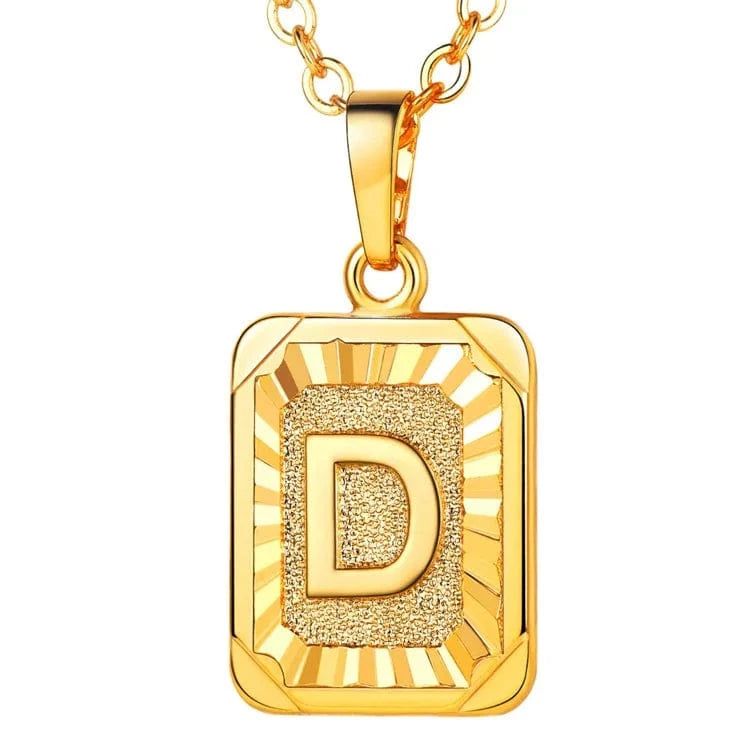 gold / d Wholesale English Letters Charm 18k Gold Plated Stainless Steel Chain Initial Letter Alphabet Pendant Necklace Women Jewelry