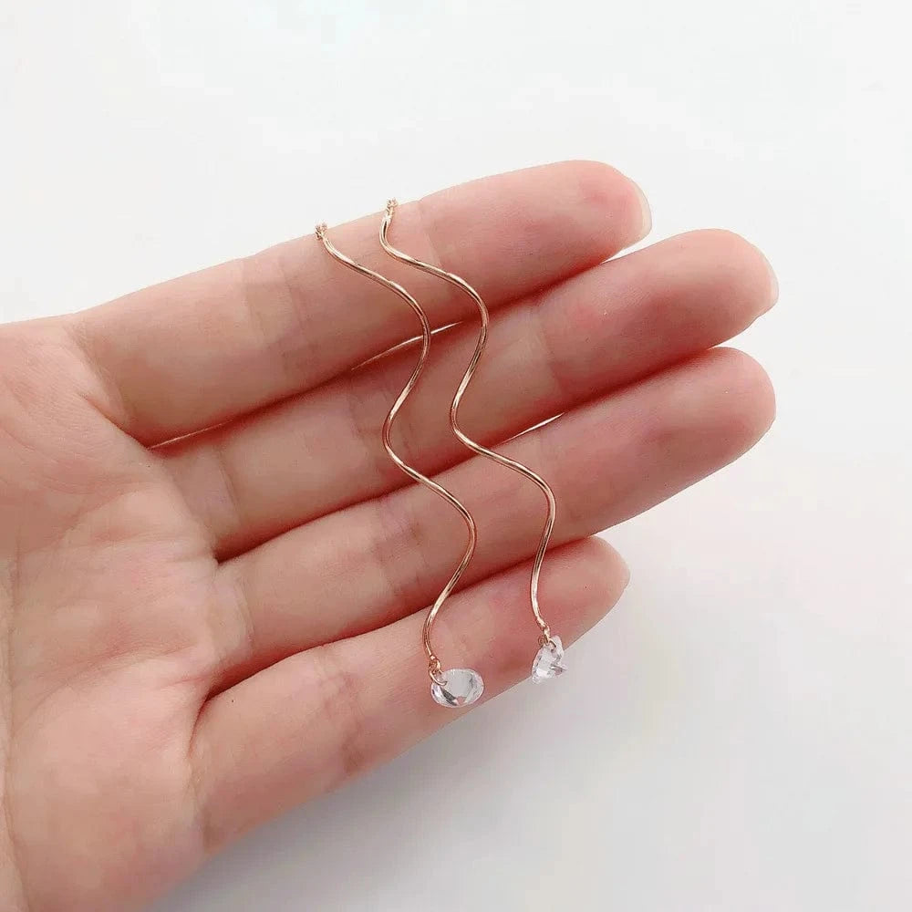 Gold Dropshipping 925 Sterling Silver Plated Geometric Tassel Drop Earrings For Women Rose Gold Earrings Threader Chain Fine Jewelry