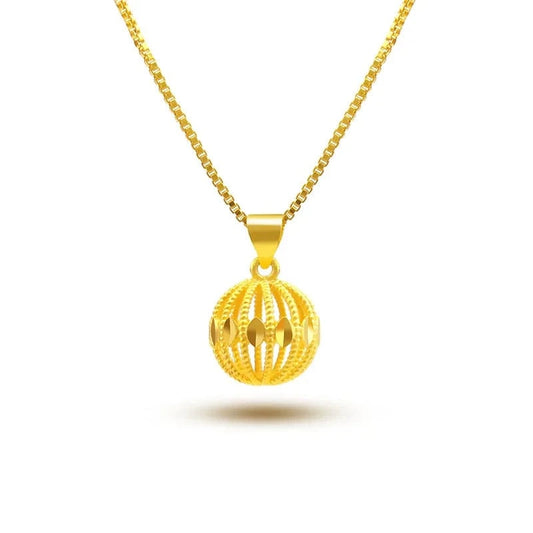 Gold Dropshipping Fashion Gold Necklace Women's Wedding Jewelry Charms Hollow Ball Pendant with Chain for Girlfriend Birthday Gifts